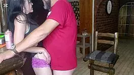 standing pussyjob sex with stepsis just teasing tip