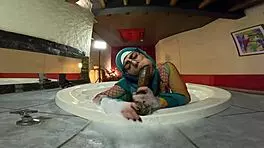 The girl sucks cock in the jacuzzi and brings it to the mouth Mia Niqab