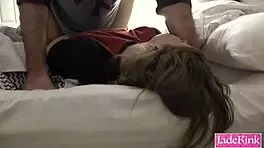 Submissive slut gets hardcore fucking with rough backhand face slaps in homemade video