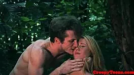 omg, bondage teen getting roughfucked outdoors by stalker 😱