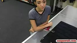 Tight babe trades pussy for cash at pawnshop
