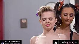 Eliza and Coco Compete as Feral Cheerleaders in Locker Room