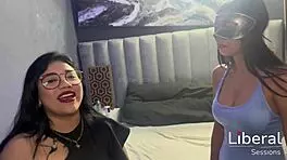 Skinny latina teen Sarah debuts in group swingers session