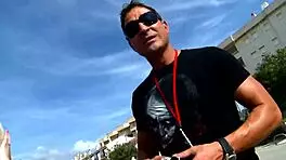 Jenny and Stacey finish him with double blowjob