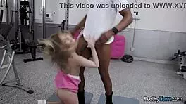 Teen crushed under black muscular stepdad's huge monster cock.