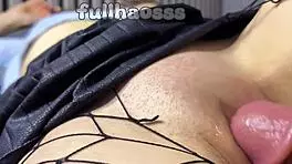 closeup pounding of shaved asian teen pussy with cum dripping inside