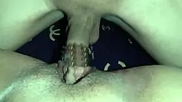 Amateur couple's intense quickie creampie with monster cock