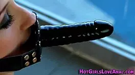 Redhead strapon fucks ass hard and deep