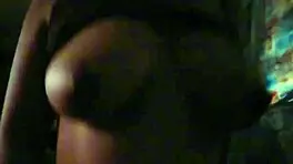 Big natural TITS RIDING cowgirl with MOANING while watching TV to avoid neighbors hearing single MOM FUCKING!