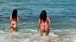 Two Hotties Enjoying The Beach At Enseada Dos Corais