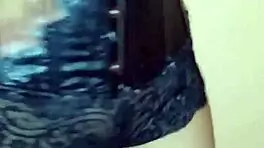 Hey, shy Desi skinny girl does awkward lap dance in corset! 😅