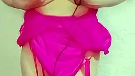 Busty Teen In Pink Dress Masturbating
