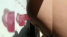 Fucking my dildo outside neighbors house with shoes and stockings