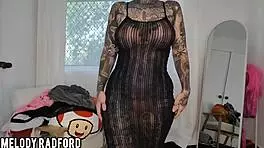Beautiful mature woman tries on sheer shein outfits