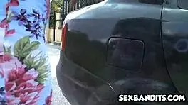 Skinny teen endures double penetration in fanky town trailer