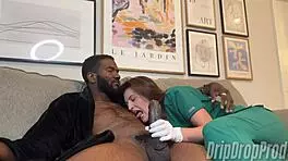 Nurse Jenn Sucks Patient's Nipples with Passion