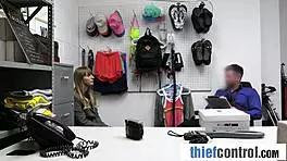 security guard punishes curvy thief with a deep search 😏