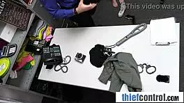 security guard punishes curvy thief with a deep search 😏