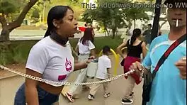 Walking With Collared Girls In Sao Paulo Exhibitionism