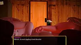 Homemade game with tattooed redhead teen and big tits in family setting