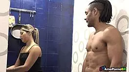 Blonde latina wife lingerie tease turns into rough big cock pounding by brazilian stud