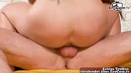 German student couple tries their first threesome at a casting session with swingers 😏.