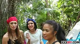 camping girls sharing a dick