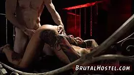 brunette teen 18+ interracial anal bondage with tourist domination