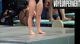 Captivating Voyeur Glimpse of Women's High Diving Skills
