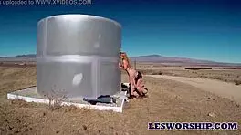 hot teen 18+s lick pussy in desert lesbian fun