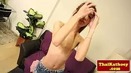 thai skinny ladyboy braces jerks