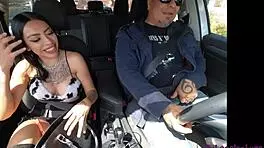 Casting skinny latina baby kat, she rides and licks in outdoor interview.