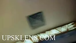 Hey, what's under that skirt? Young with purple panties teasing upskirt view, you wanna peek closer?