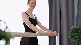 Skinny Ballerina Gets Fucked Standing and Creampied!
