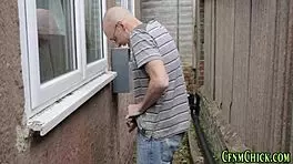 Busty clothed teen 18+ receives cumshot during handjob humiliation femdom