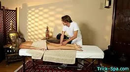 brunette hotties get intense tit rub during massage