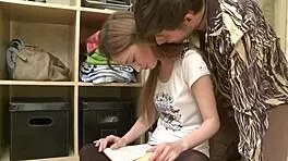 Russian guy cheers up sad Russian girl with pantyhose fun