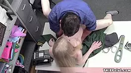 skinny blonde shoplifter caught by pervy mall cop
