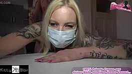 German Teen In Masked Roleplay On Desk During Corona