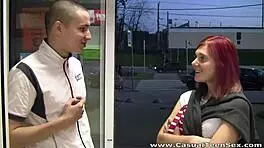 Casual teen 18+ sex - quickie with redhead Margo in nylons teen 18+-porn