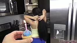 Big tits teen's first anal blowjob devirginized me for birthday! 🎉