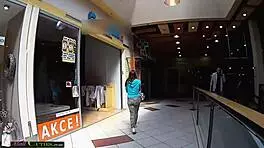 Shy Cute European Amateur Teen Girl Horny Masturbating in Public Czech Mall Shop