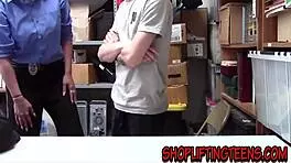 Blonde Security Gets Spunked!