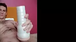 pretty boys uses toy to help him cum