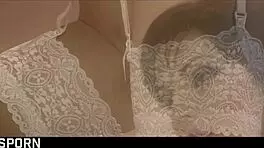 sensual brunette milf in white lingerie enjoys romantic anal sex