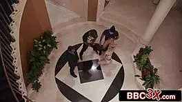 Rough Black Gang Triple-Team and Ass-Fuck Dumb Stripper Slut