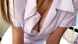 I, the skinny japanese nympho nurse, gave that shy boy his first hospital fuck in uncensored jav