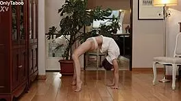 cute nicole murkovski enjoys naked yoga stretching