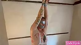 Is the bdsm bound slut treated like trash can with humiliation?