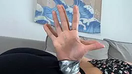 Blonde friend thrives on bound hand sucking